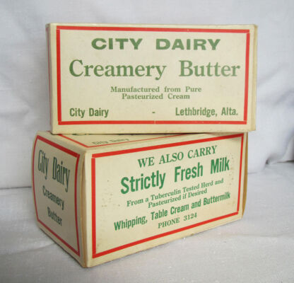 Butter cartons, City Dairy Lethbridge