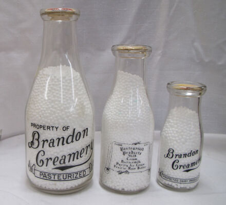 Brandon Creamery, QT, PT, ½ PT reverses are the same on 3 sizes black a.c.l.