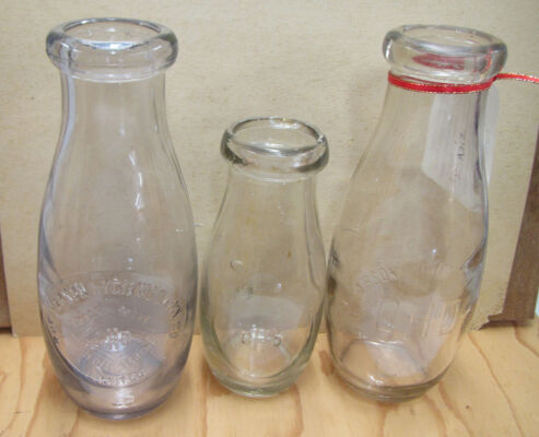 Carson Hygienic Dairy Co 3 styles of embossed empire style bottles