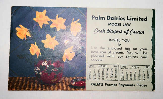 Palm Dairies blotter – Moose Jaw