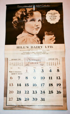 1946 calendar Hills Dairy Saskatoon