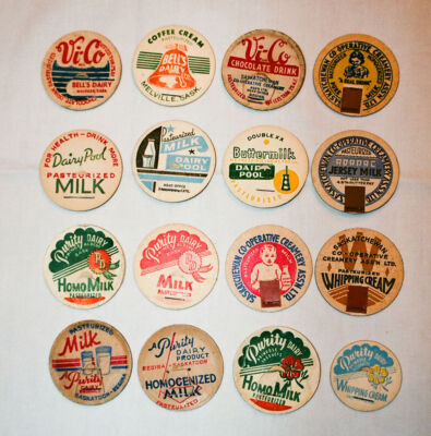 16 Saskatchewan milk bottle tops